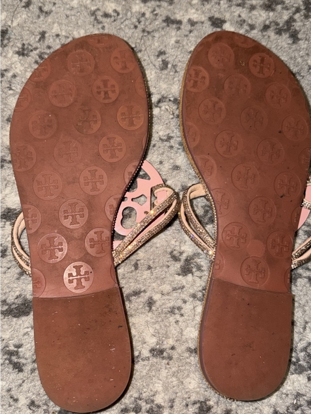 Tory Burch Pink Sandals with Gold Logo Medallions - Picture 2 of 2